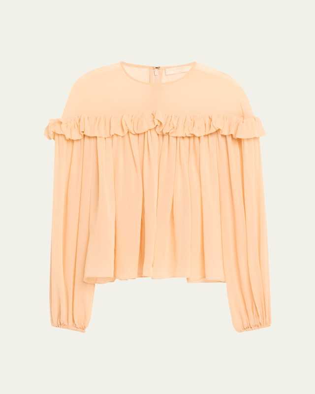 Peggy Ruffle-Trim Silk Blouse